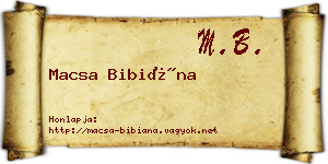 Macsa Bibiána névjegykártya